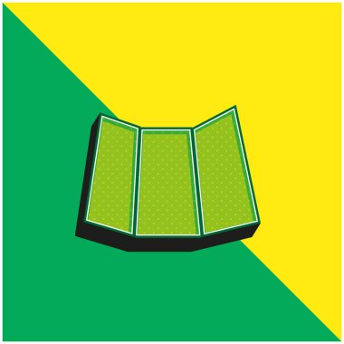Siyah Yazdırılmış Kağıt Yeşil ve Sarı 3D vektör simgesi logosu