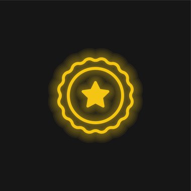 Rozet sarı parlak neon simgesi