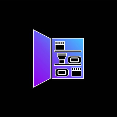 Kişisel Bakım Nesneleriyle Banyo Dolabı Mavi Gradyan vektör simgesi