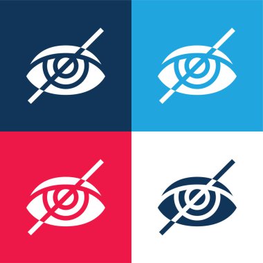 Kör mavi ve kırmızı dört renk minimal simge kümesi