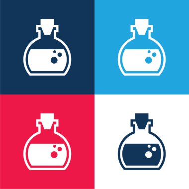 Aromaterapi losyonu. Sıvı içeren. Mavi ve kırmızı.