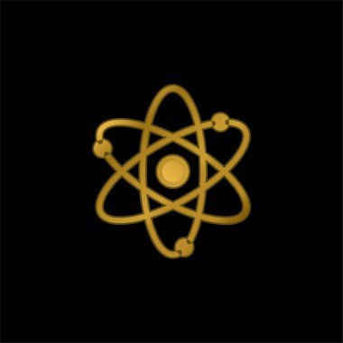 Atomlar altın kaplama metalik simge veya logo vektörü