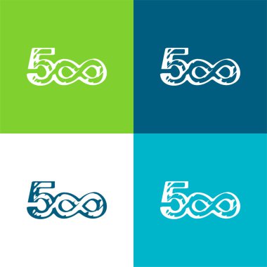 500 Sketched Social Logo With Infinite Symbol Flat four color minimal icon set clipart