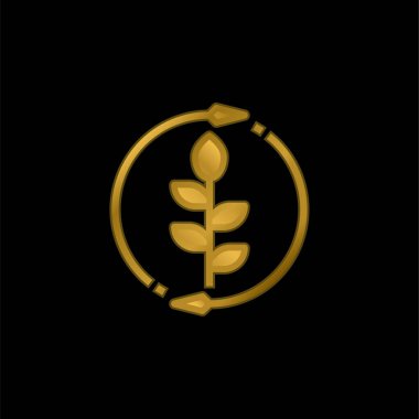 Agronomi altın kaplama metalik simge veya logo vektörü