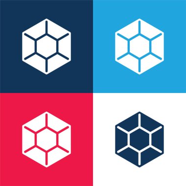 Büyük Elmas mavi ve kırmızı dört renk minimal simge seti