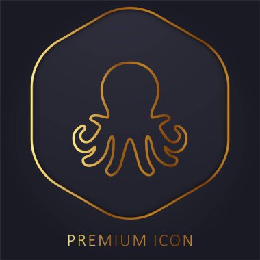Akvaryum Octopus altın çizgi prim logosu veya simgesi