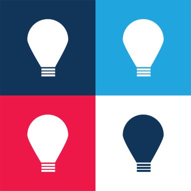 Big Light Bulb blue and red four color minimal icon set clipart