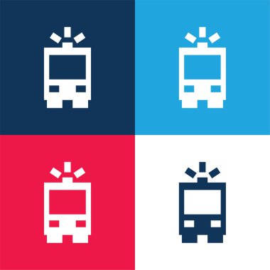 Ambulans mavi ve kırmızı dört renk minimal simgesi seti