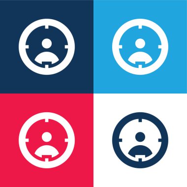 Aim blue and red four color minimal icon set clipart
