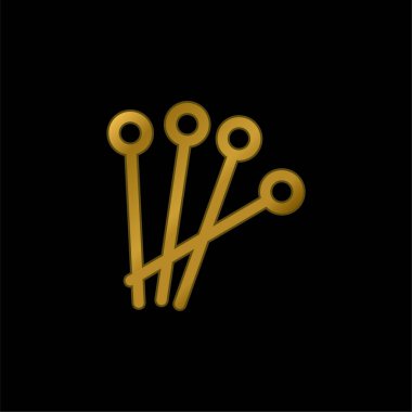 Acupunture Altın kaplamalı metalik simge veya logo vektörü