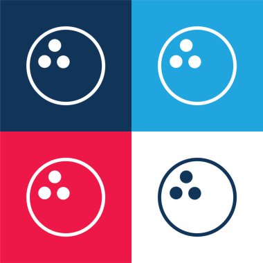 Bowling topu mavi ve kırmızı dört renk minimal simge kümesi