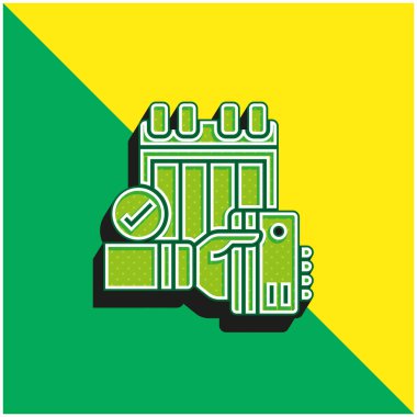 Yıllık Yeşil ve Sarı Modern 3d vektör simgesi logosu