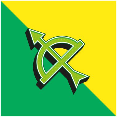 Ok ve Yay Yeşil ve Sarı 3D vektör simgesi logosu