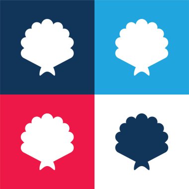 Büyük Kabuk mavi ve kırmızı dört renk minimal simge kümesi