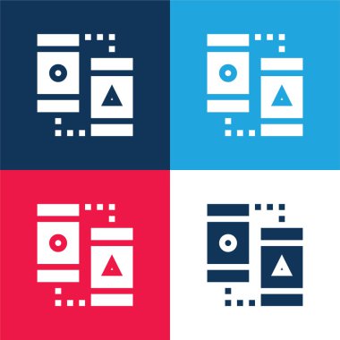 Ab Deneme mavi ve kırmızı dört renk en küçük simge kümesi