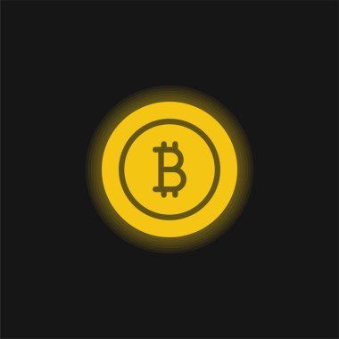 Bitcoin sarı parlayan neon simgesi