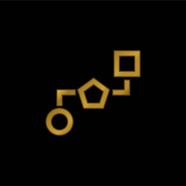 Üç Geometrik Şeklin Blok Şeması Altın kaplamalı metalik simge veya logo vektörü ile Bağlı