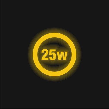 25 Watts Lamp Indicator yellow glowing neon icon clipart