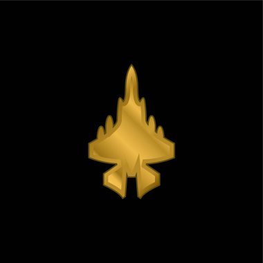 Ordu uçağı altın kaplama metalik simge veya logo vektörü