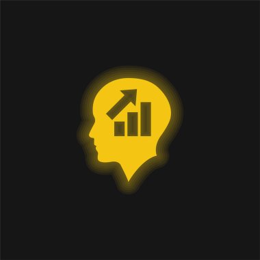 Bald Head Of A Businessman With Ascendant Graphic Of Bars yellow glowing neon icon clipart