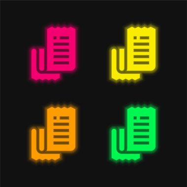Dört renkli parlak neon vektör simgesi