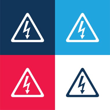 Arrow Bolt Signal Of Electrical Shock Risk In Triangular Shape blue and red four color minimal icon set clipart