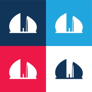 Al Shaheed Monument Of Iraq blue and red four color minimal icon set clipart