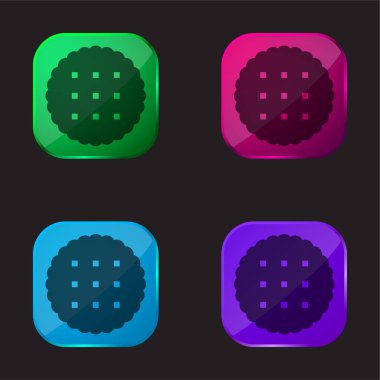 Biscuit four color glass button icon clipart