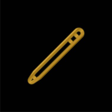 Elma kalemi altın kaplama metalik simge veya logo vektörü