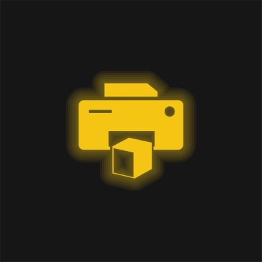 3d Printer Symbol yellow glowing neon icon clipart