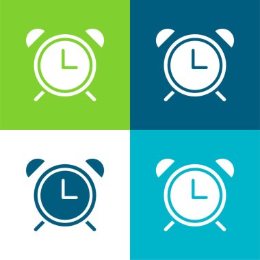 Alarm Clock Flat four color minimal icon set clipart