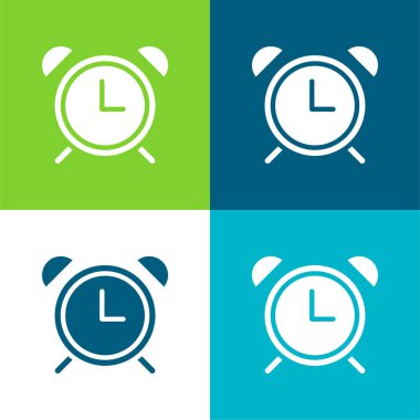 Alarm Clock Flat four color minimal icon set clipart