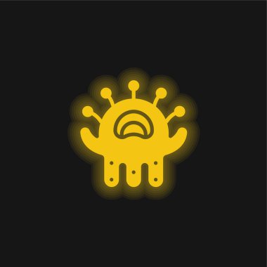 Alien yellow glowing neon icon clipart