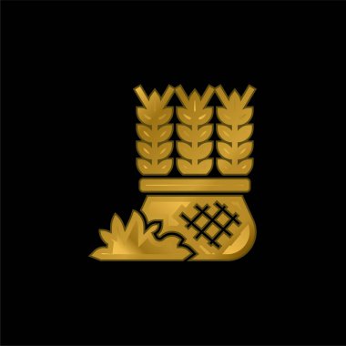 Arpa altın kaplama metalik simge veya logo vektörü