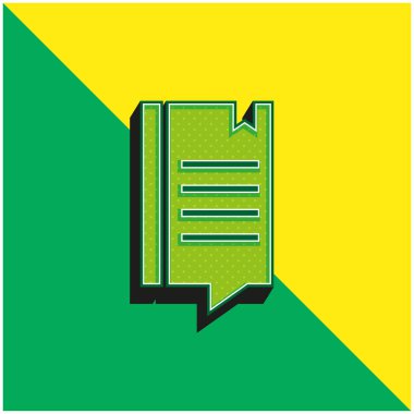 Kitap Yeşil ve Sarı Modern 3D vektör simgesi logosu