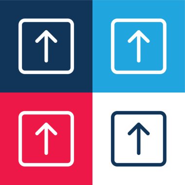 Ok Yukarı mavi ve kırmızı dört renk minimal simge kümesi