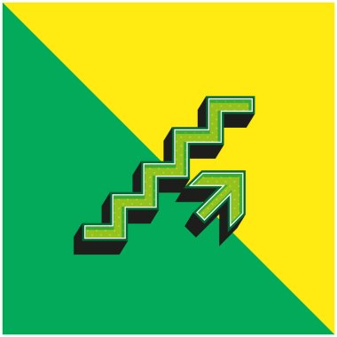 Ascending Stairs Signal Green and yellow modern 3d vector icon logo clipart