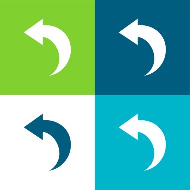 Arka Ok Düz 4 renk en küçük simge kümesi