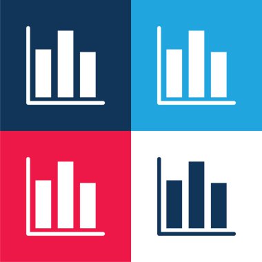 Çizelge mavi ve kırmızı dört renk minimal simge kümesi
