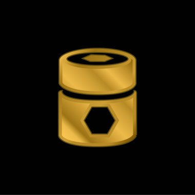 Barrel With Pentagons gold plated metalic icon or logo vector clipart