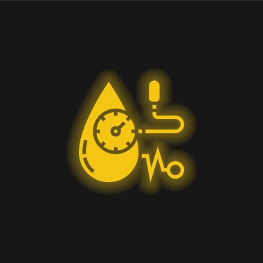 Kan basıncı sarı parlayan neon simgesi