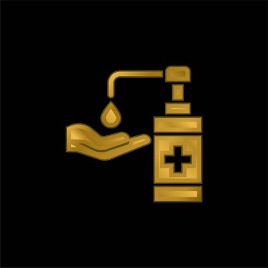 Antibacterial Gel gold plated metalic icon or logo vector clipart