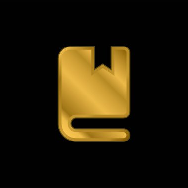 Kitap altın kaplamalı metalik simge veya logo vektörü