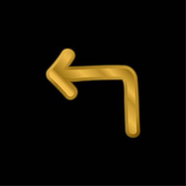 Arka Ok Sol El İşaretli Sembol Altın Kaplama Metal Simge veya logo Vektörü