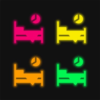 Yatma zamanı. Parlak neon vektör simgesi