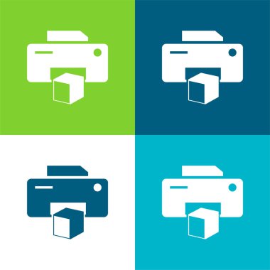 3d Yazıcı Sembol Düz Renk en az simge kümesi