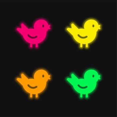 Kuş dört renk parlayan neon vektör simgesi
