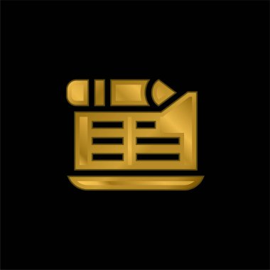 Blog altın kaplamalı metalik simge veya logo vektörü