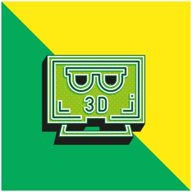 3D Film Yeşil ve Sarı Modern 3D vektör simgesi logosu