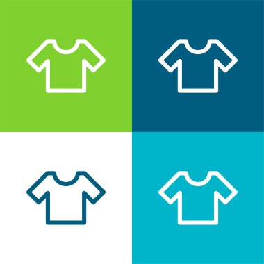 Temel T-Shirt Düz 4 renk simgesi seti